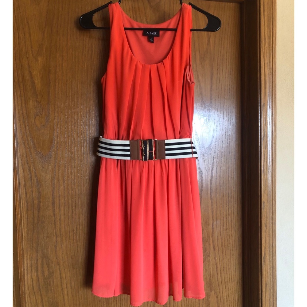 Orange dress with belt
